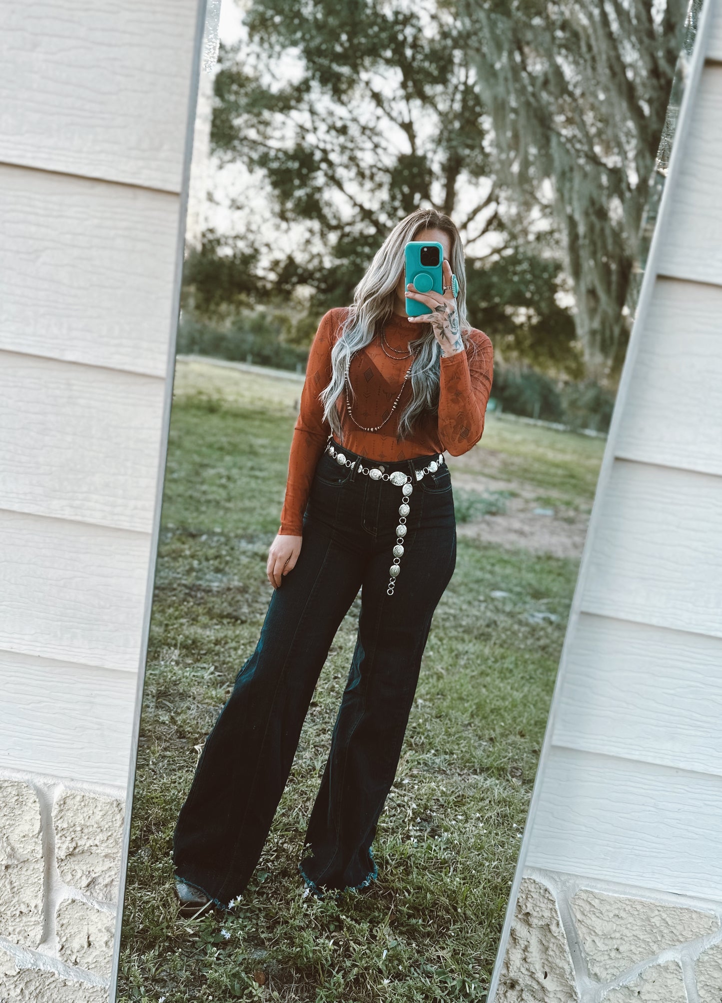 Kylie's Western Aztec Mesh Top