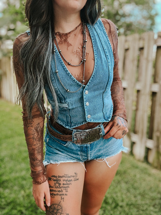 Linsey's Denim Buttoned Vest Top