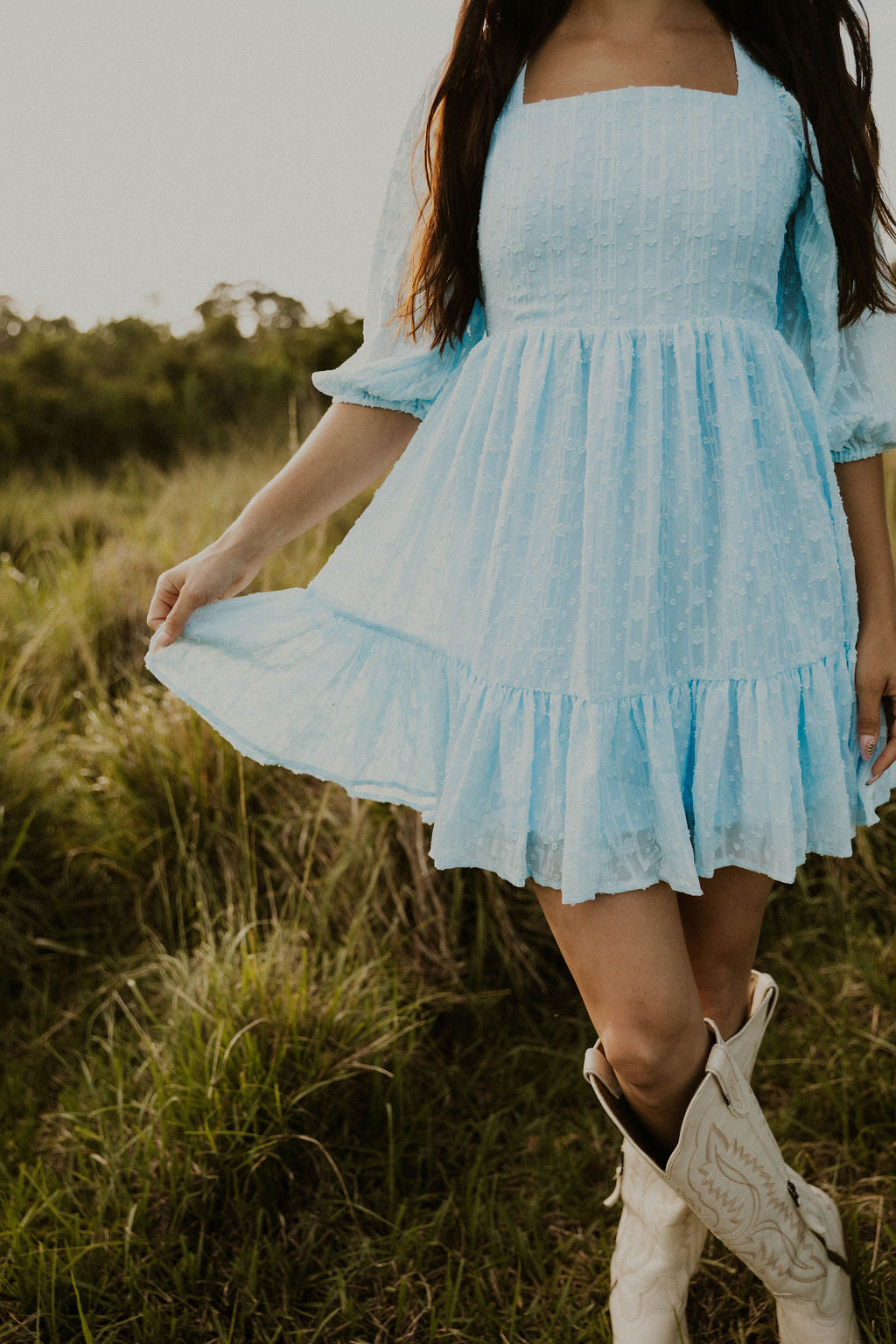 Something Blue Mini Babydoll Dress