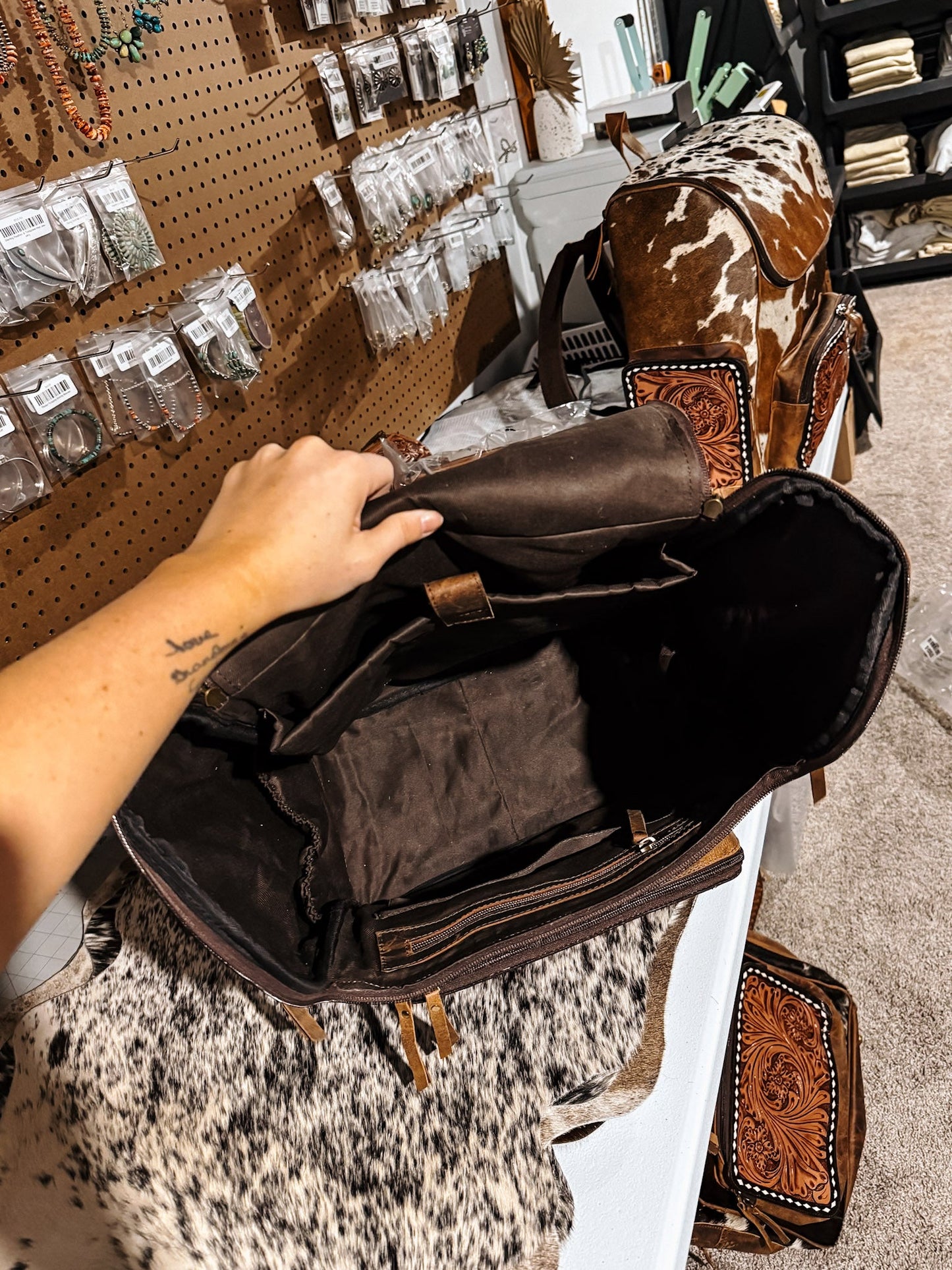 Evangeline Cowhide Backpack