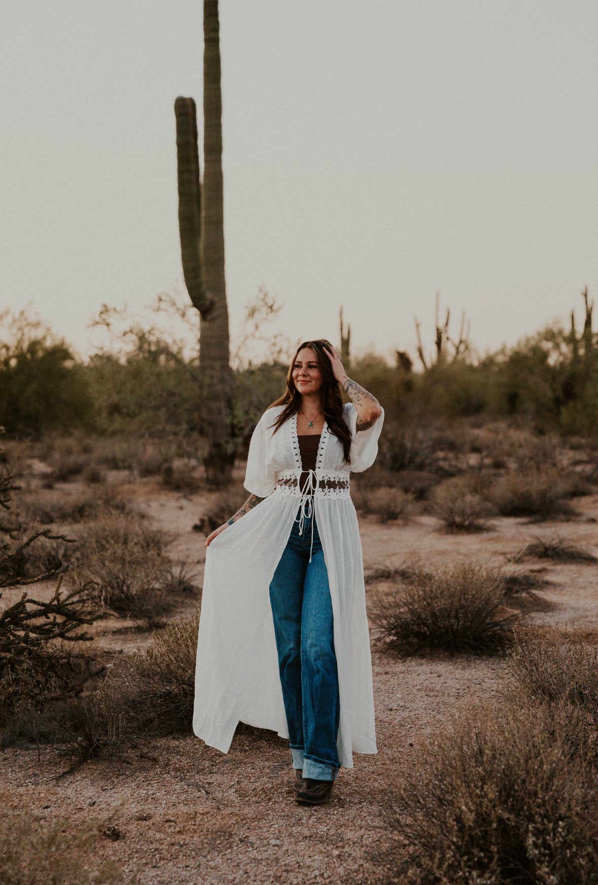 Boho Breeze Lace Long Duster