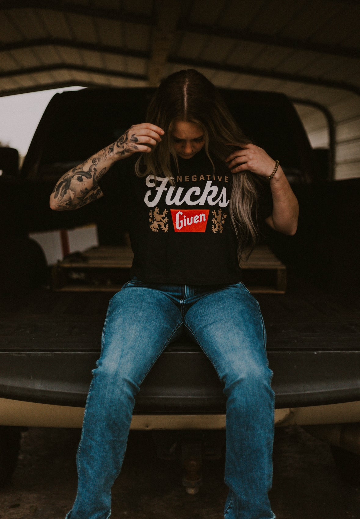 Negative F*cks Given Cropped Tee