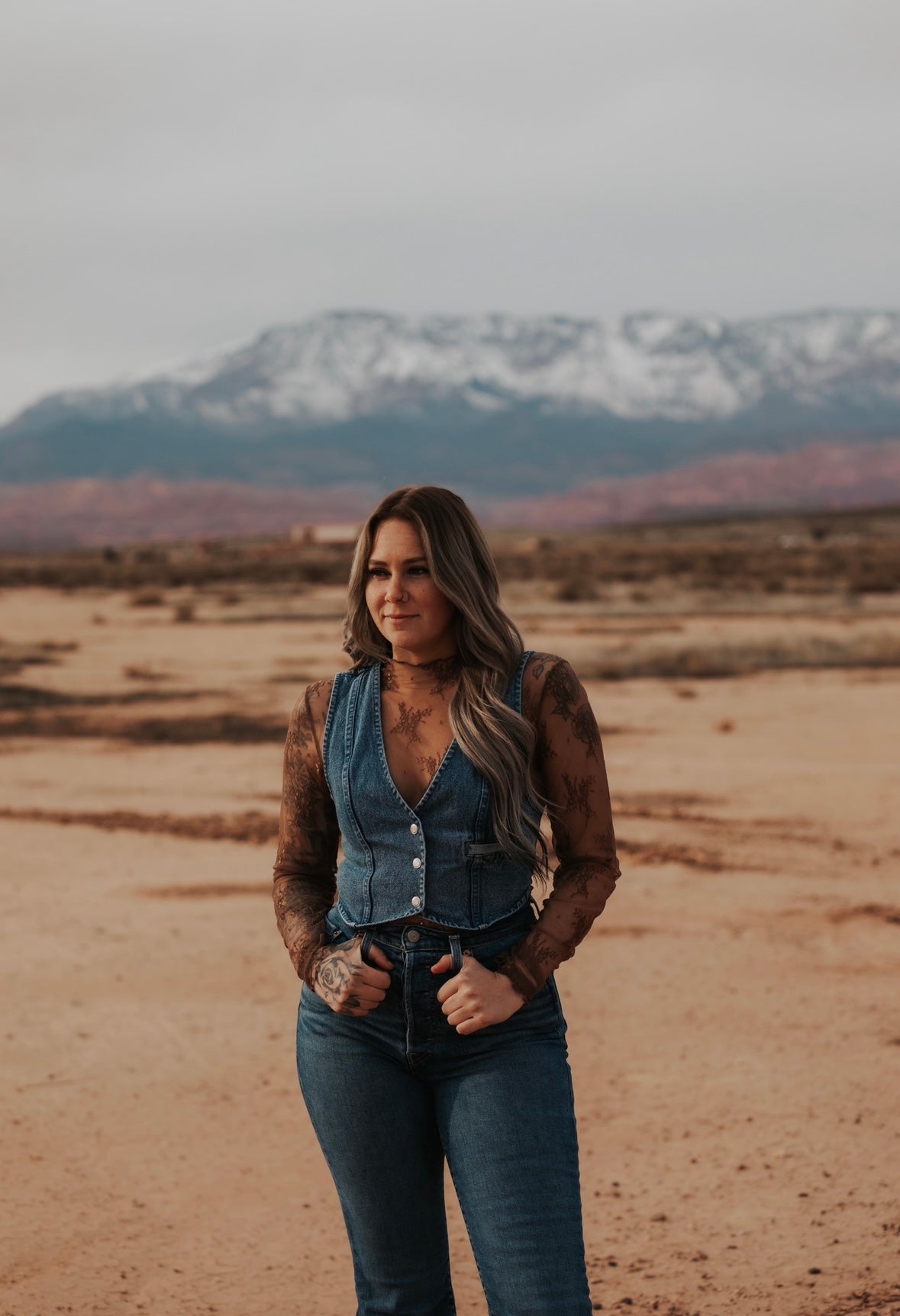 Linsey's Denim Buttoned Vest Top