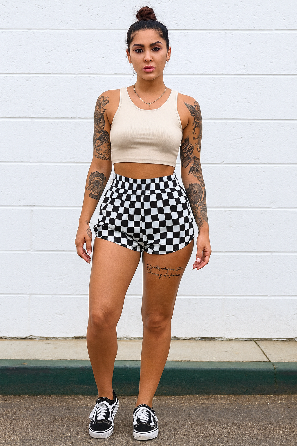 Checkered High Waisted Shorts