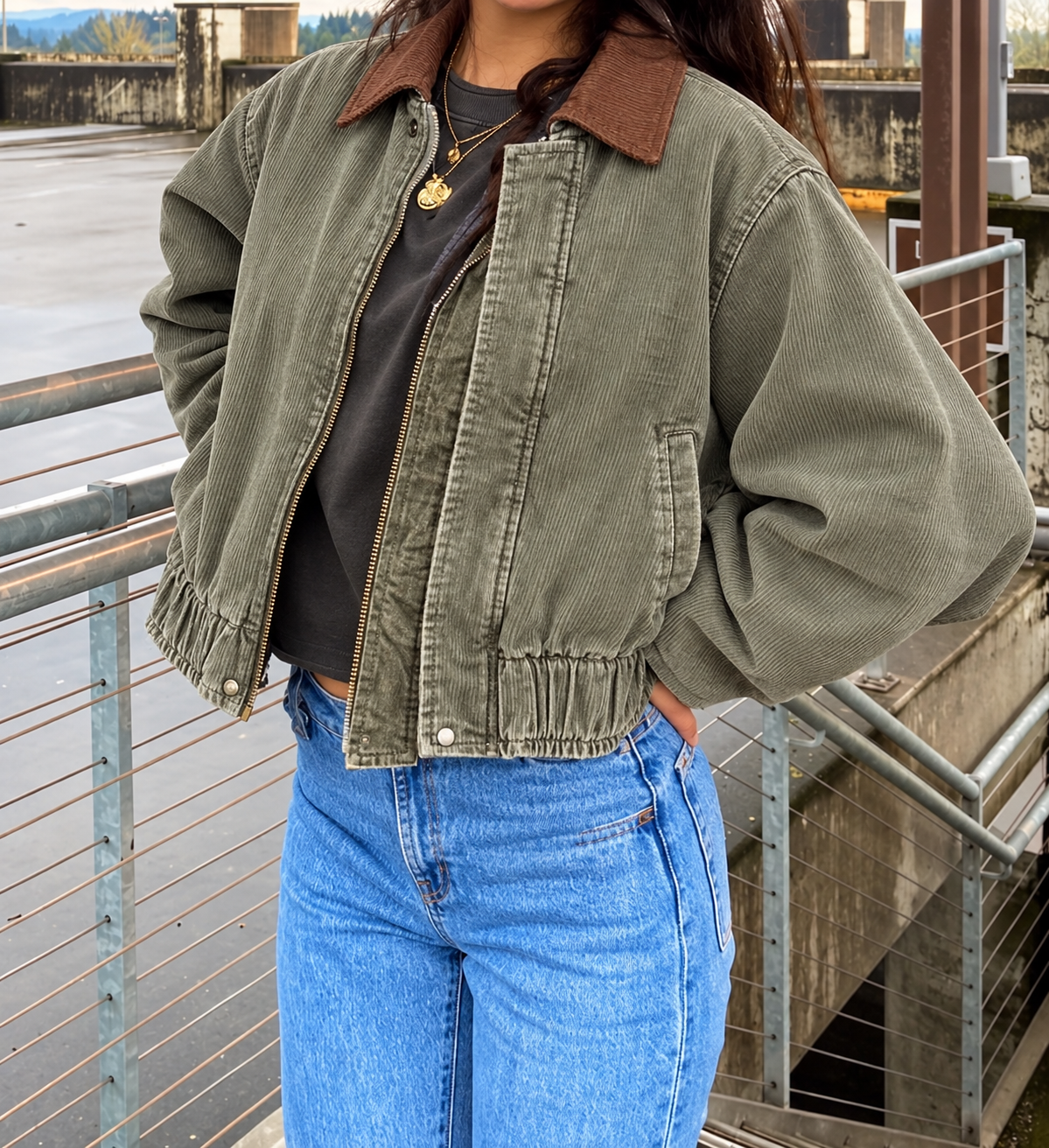 Kesha Corduroy Bomber Jacket