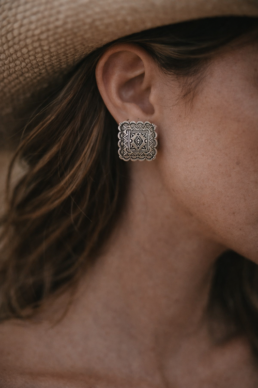 Western Concho Post Earrings