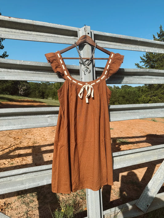 Honeyed Sunset Mini Dress