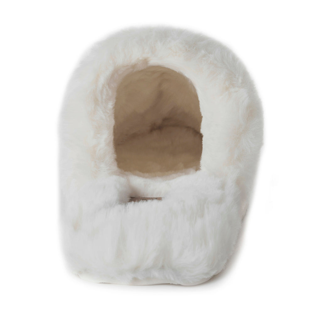 Tan Fur-Lined Hairon Leather Slippers