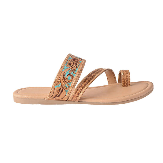 Handtooled Leather Slides