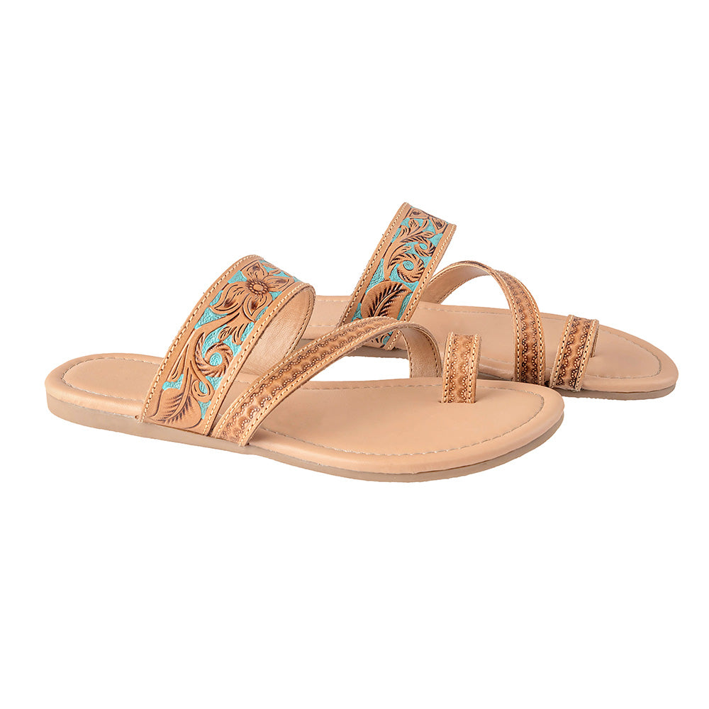 Handtooled Leather Slides