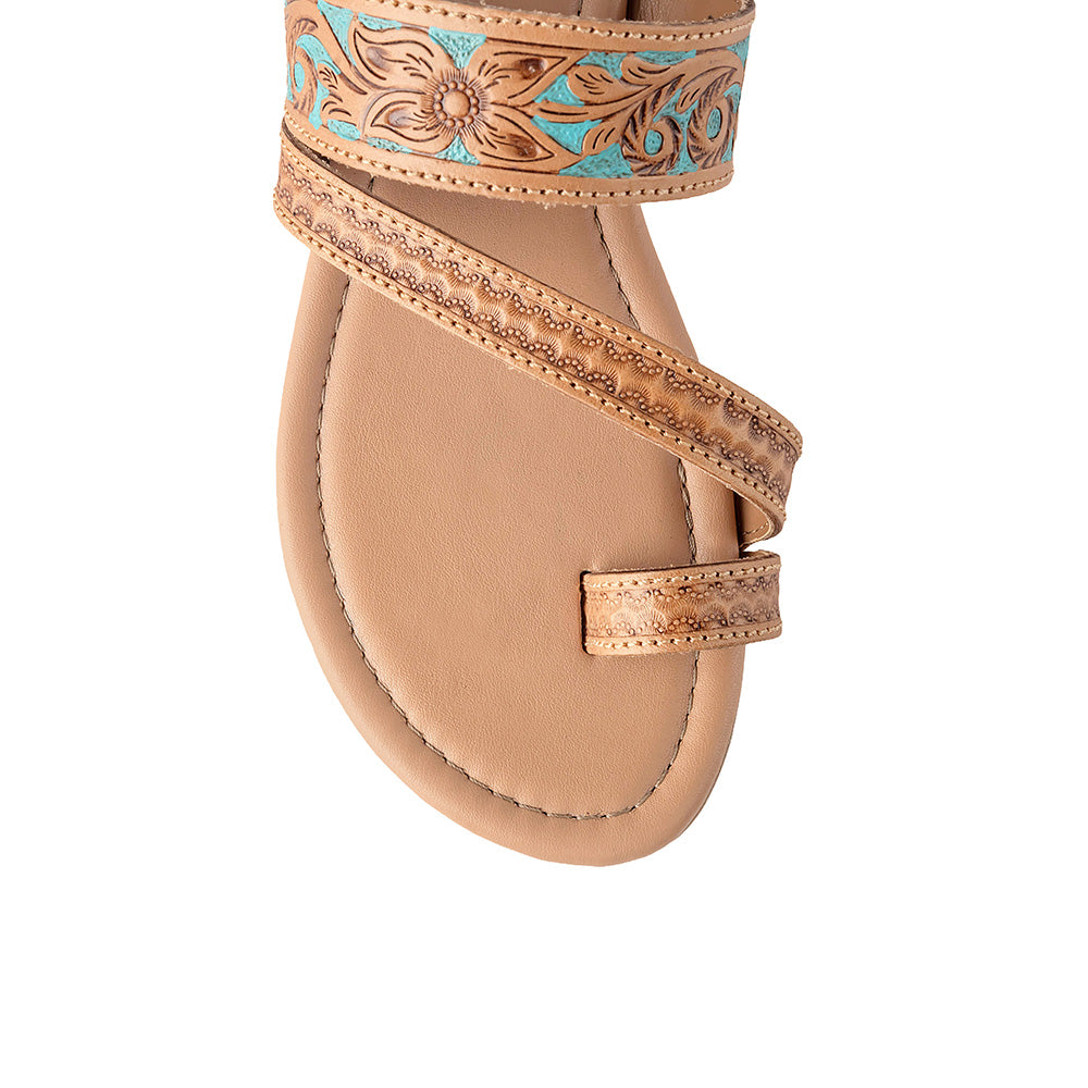 Handtooled Leather Slides