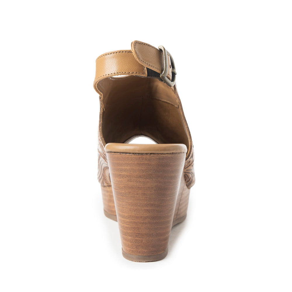 Mila's Trail Embossed Leather Wedge Heels