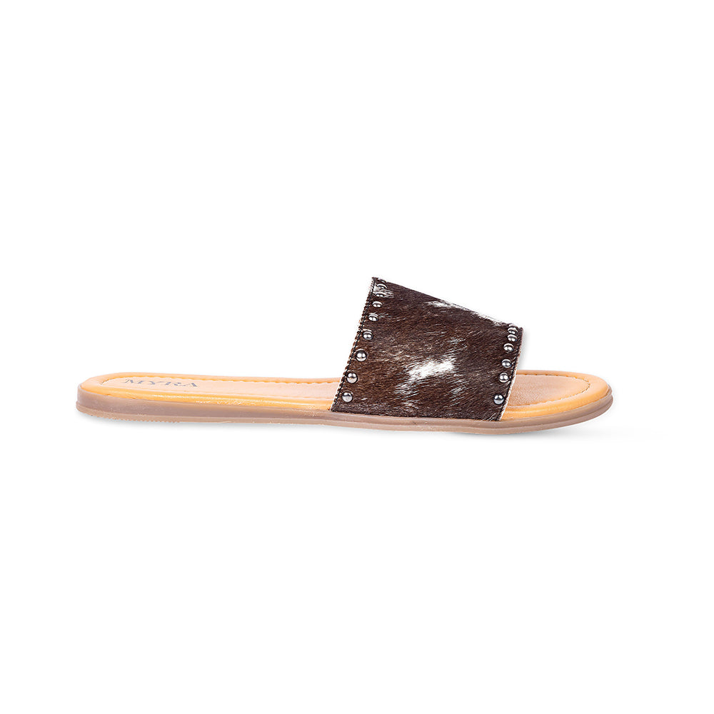 Dark Hair-On Leather Flip Flops