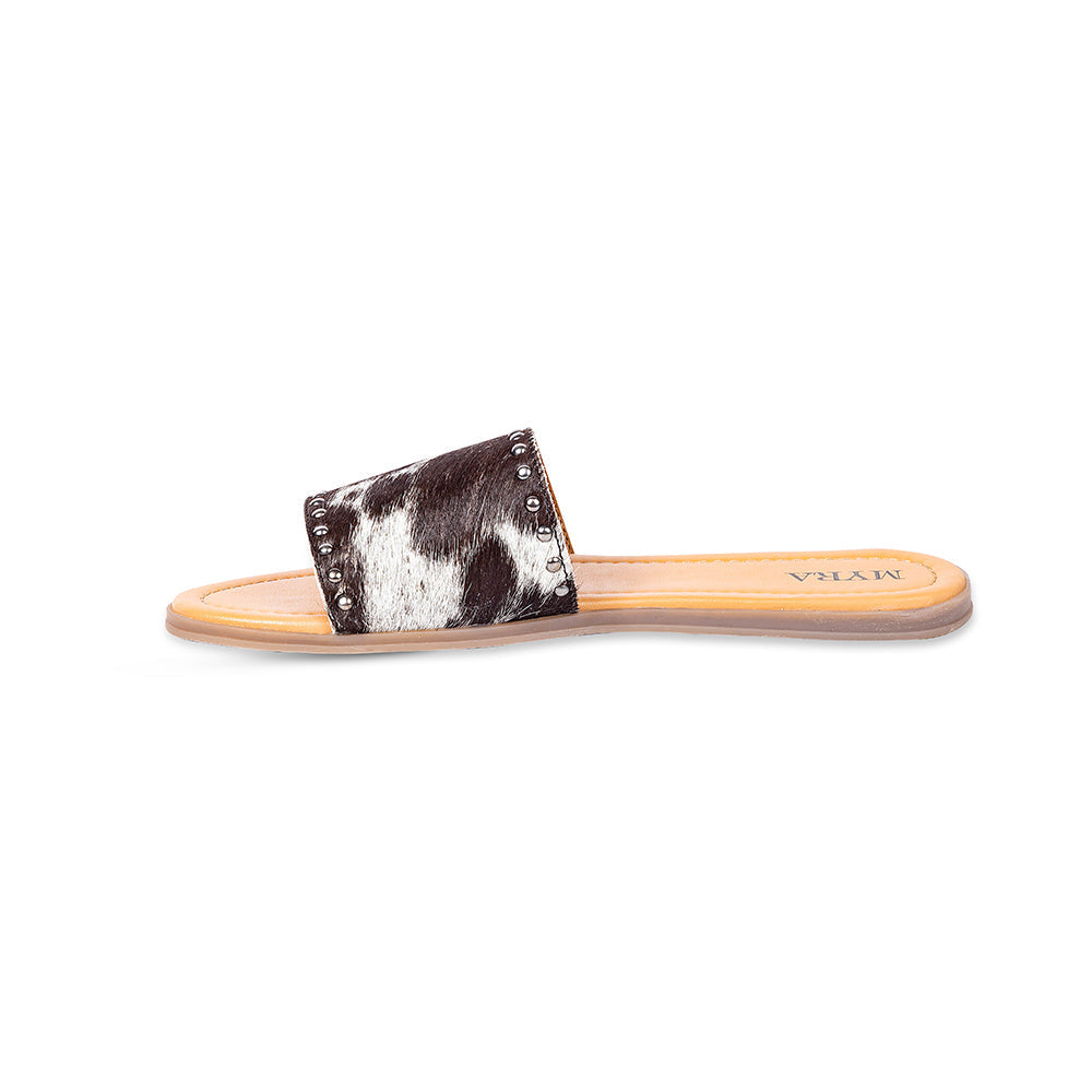 Dark Hair-On Leather Flip Flops