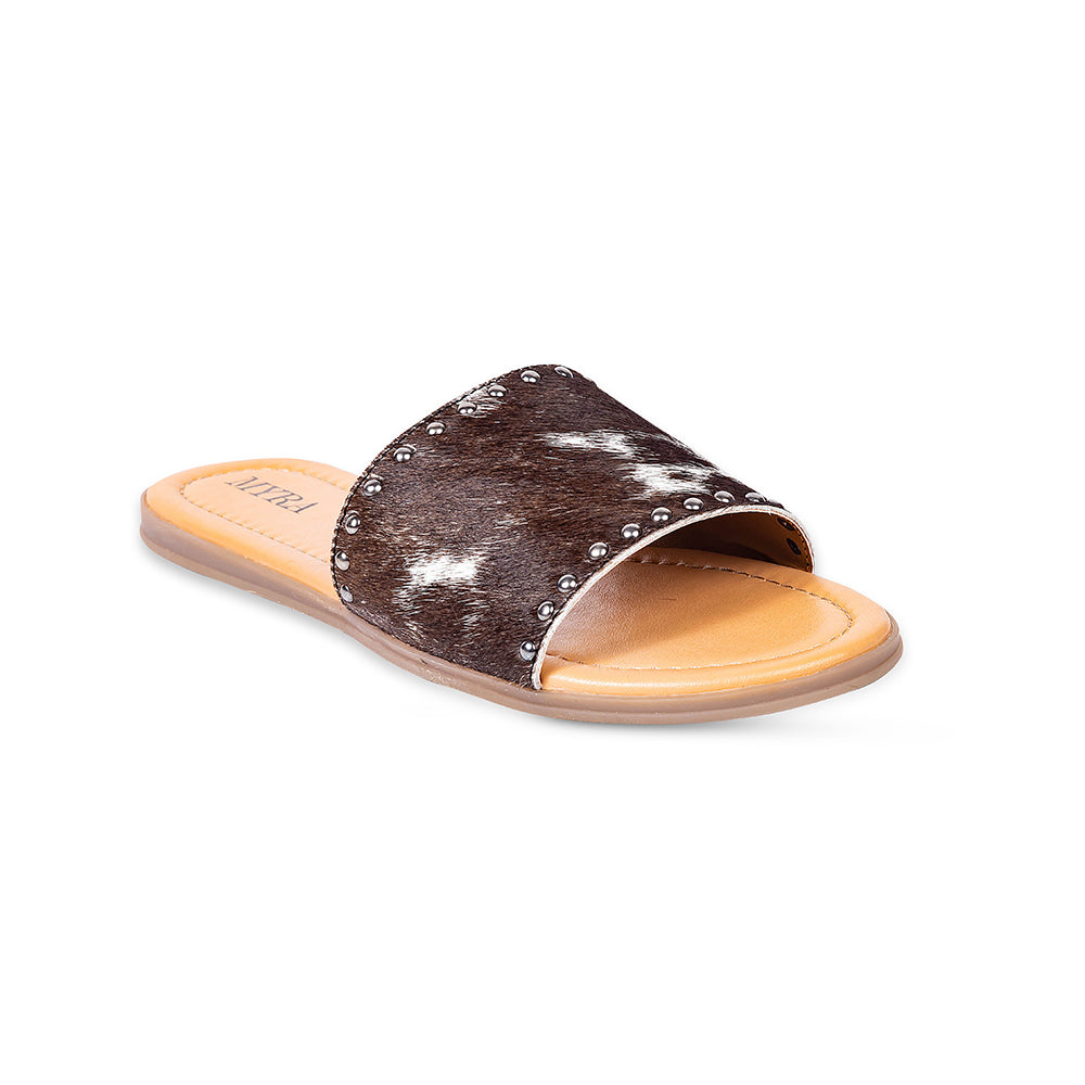 Dark Hair-On Leather Flip Flops