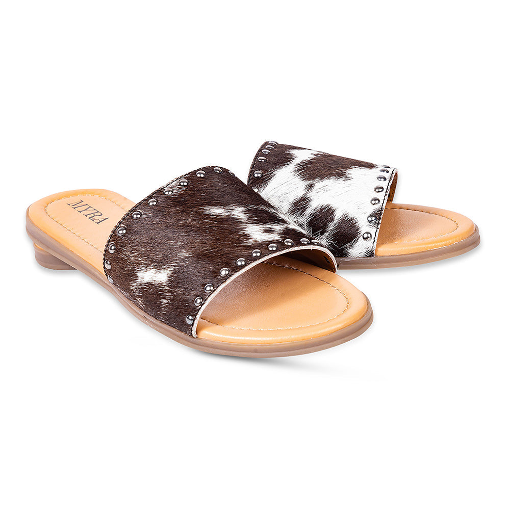 Dark Hair-On Leather Flip Flops