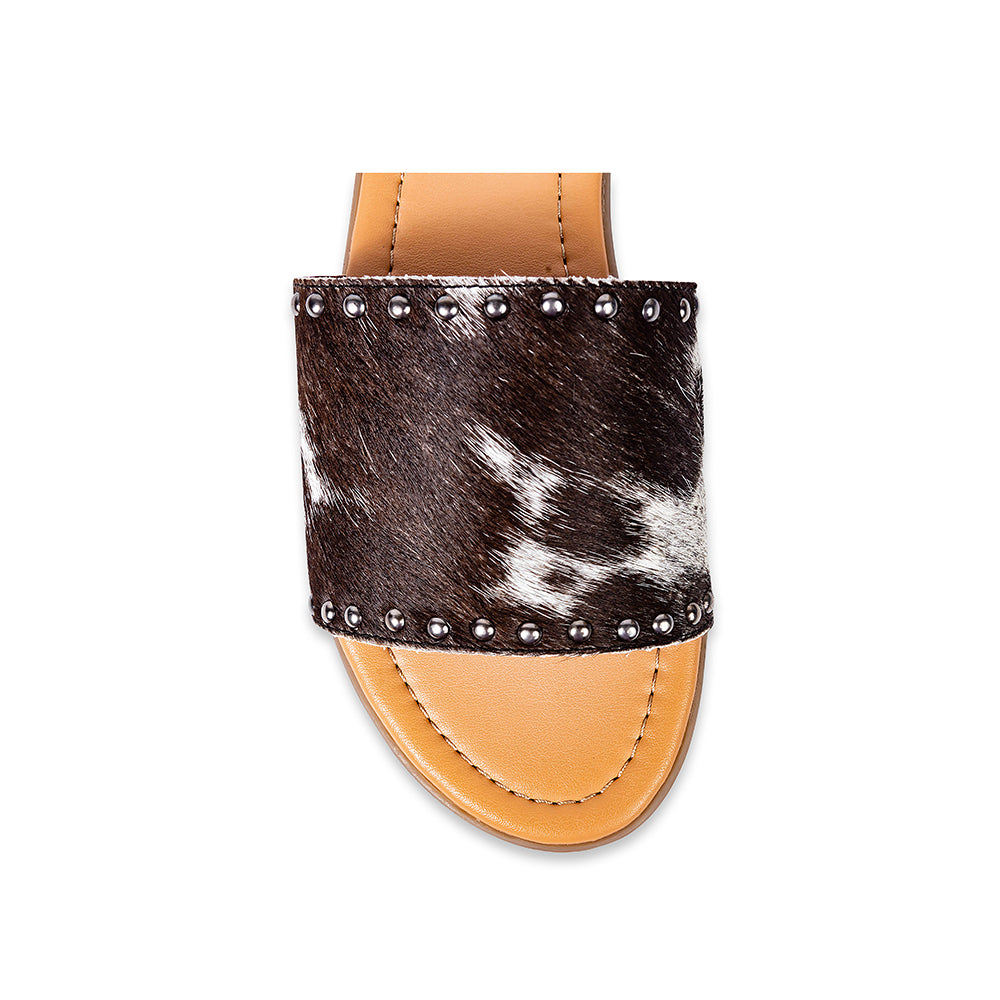 Dark Hair-On Leather Flip Flops