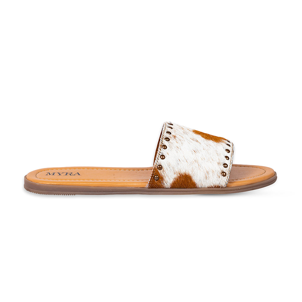 Light Hair-On Leather Flip Flops