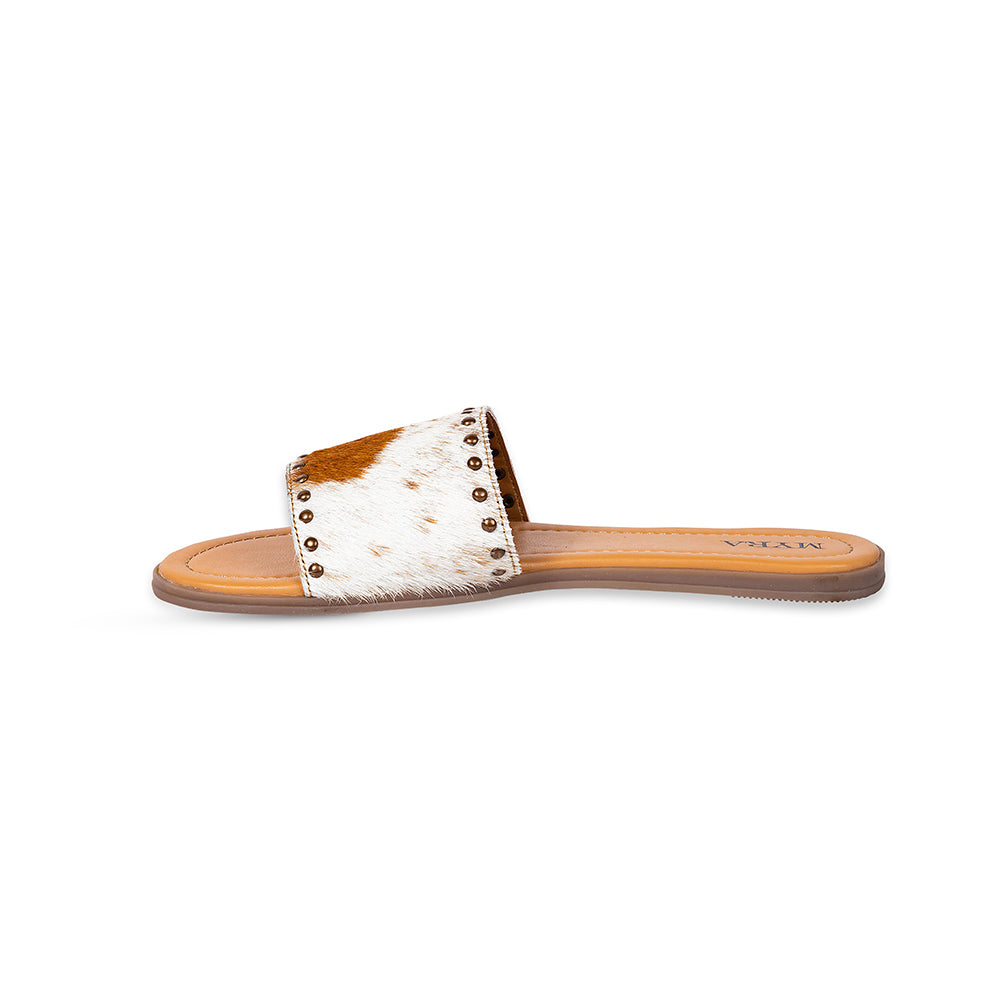Light Hair-On Leather Flip Flops