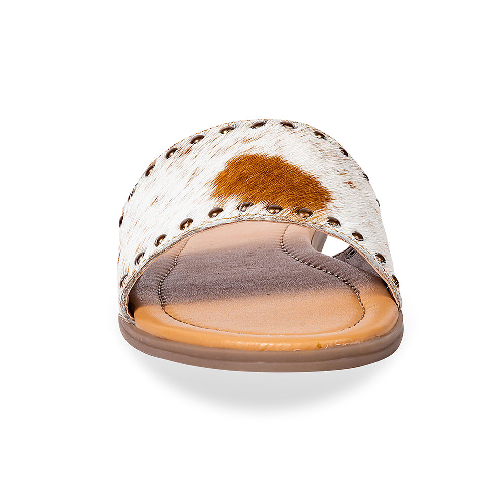 Light Hair-On Leather Flip Flops