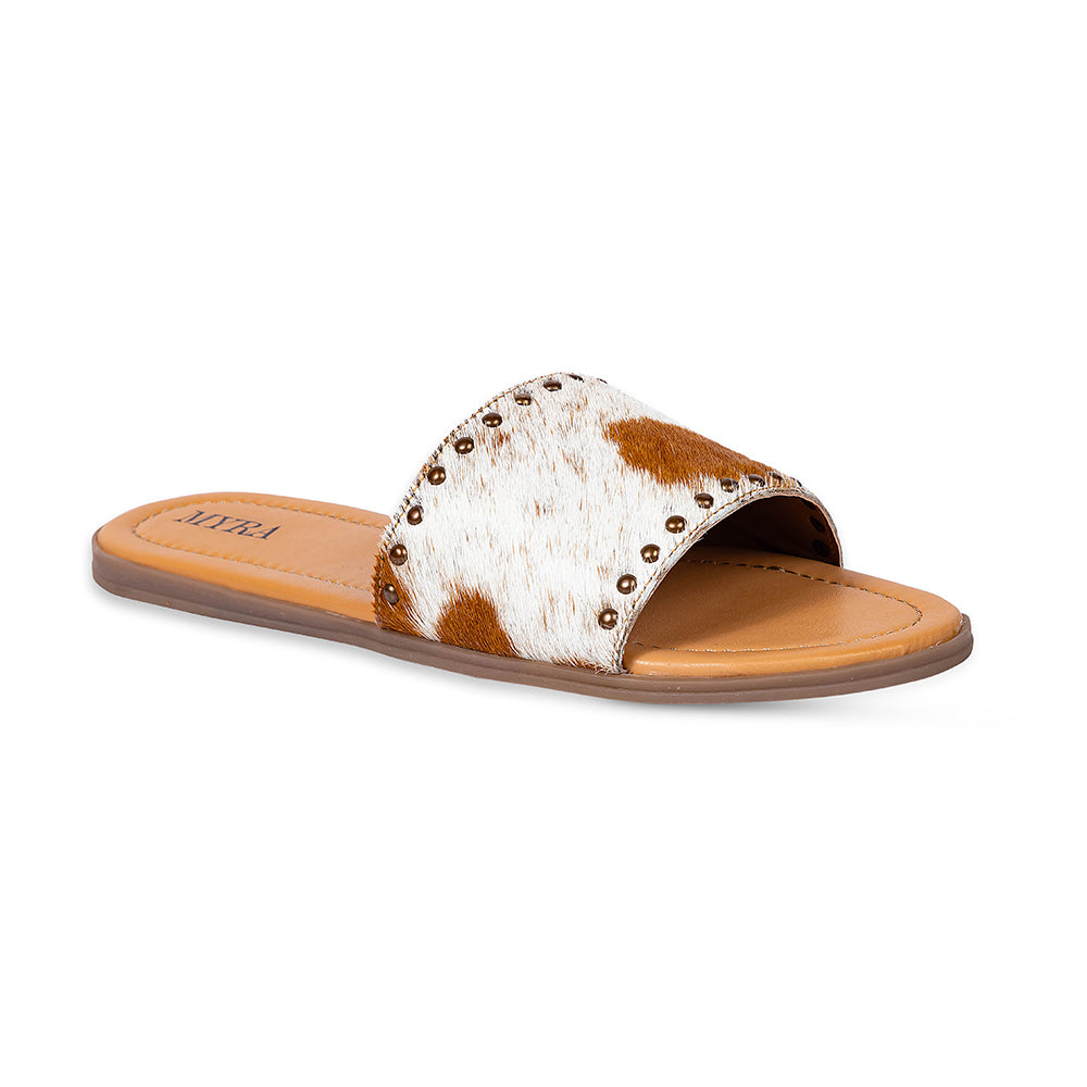 Light Hair-On Leather Flip Flops