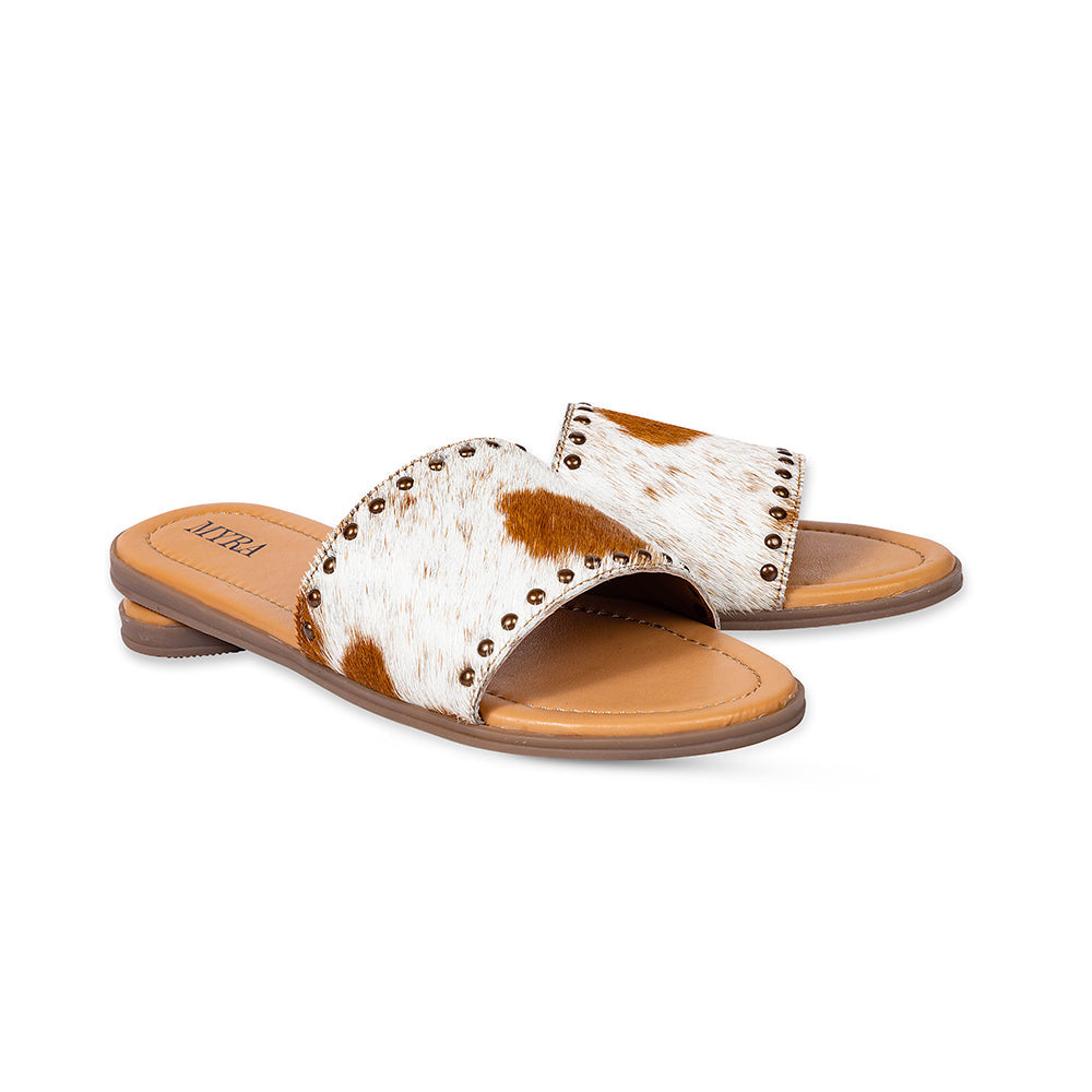 Light Hair-On Leather Flip Flops