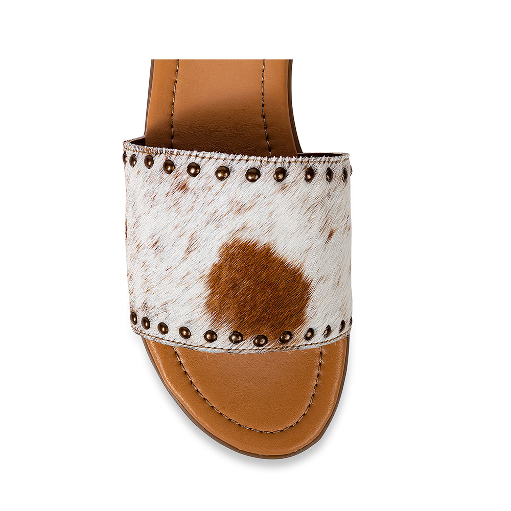 Light Hair-On Leather Flip Flops