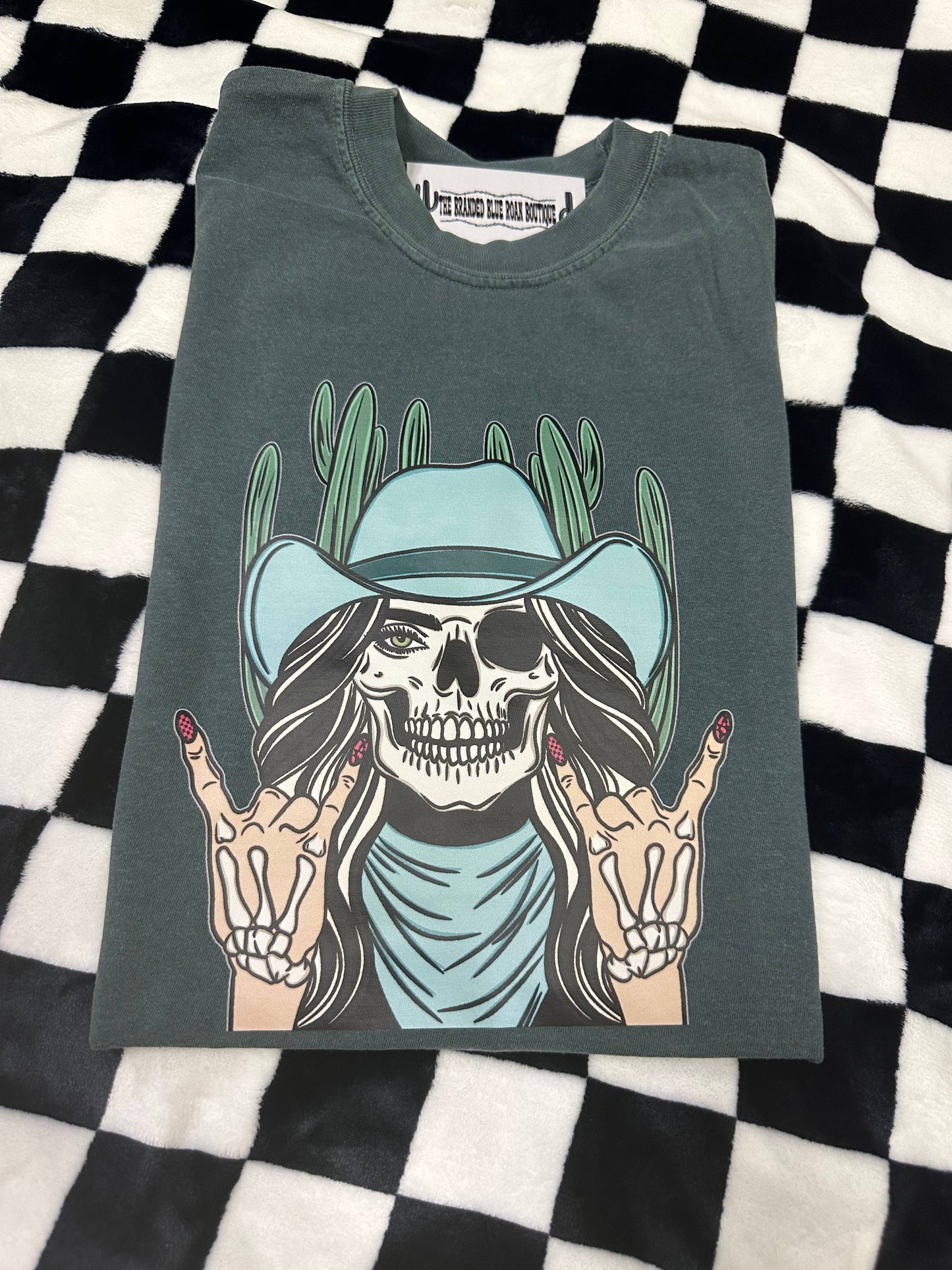 Skeleton Cowgirl Western Graphic Tee
