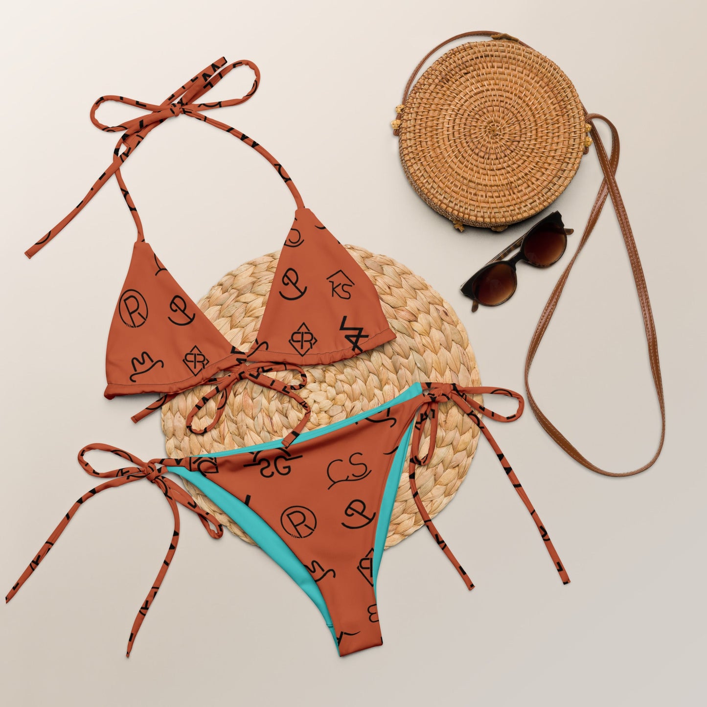 Brown Cattle Brand String Bikini