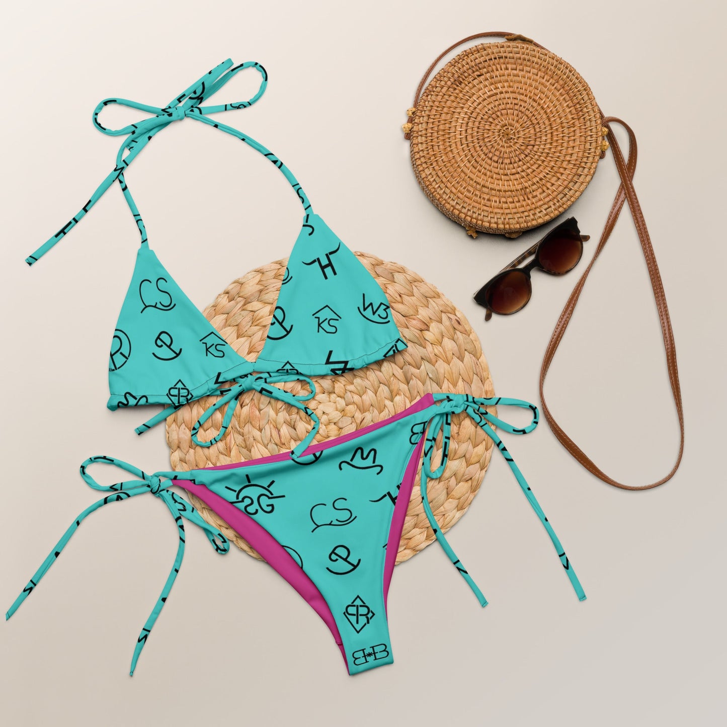 Turquoise Cattle Brands String Bikini