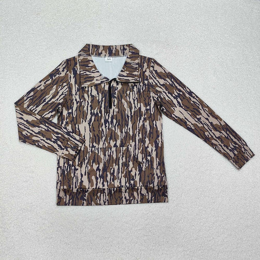 Bottomland Camo Long Sleeve Tee Shirt Zip Up Jacket