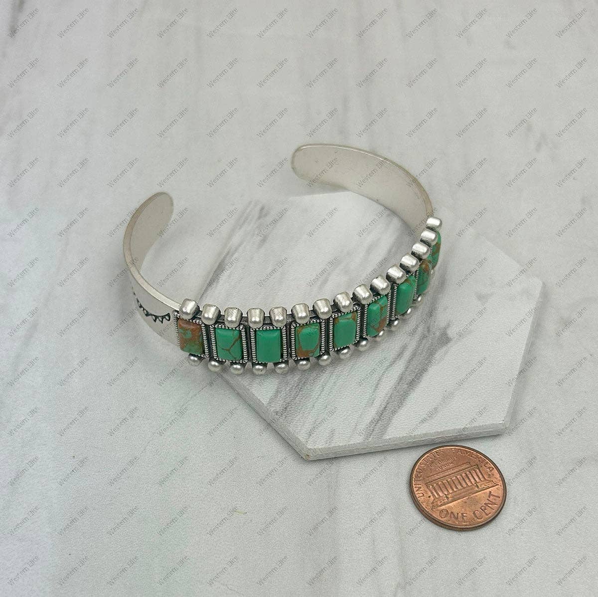 Turquoise Stone Western Conch Bracelet