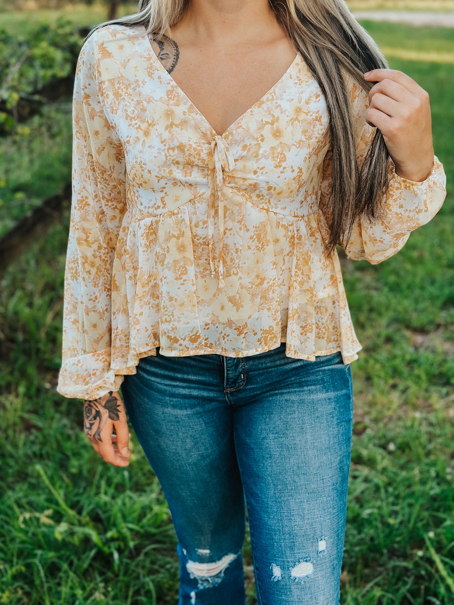 Ashley's V Neck Floral Top