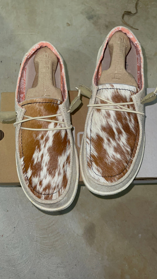 Brown Cowhide Hey Dudes